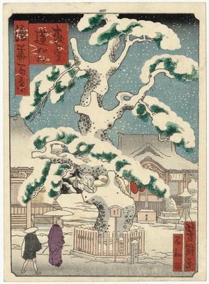 歌川芳滝: The Pine Tree of Priest Rennyo at Morinomiya (Morinomiya Rennyo-matsu), from the series One Hundred Views of Osaka (Naniwa hyakkei) - ボストン美術館