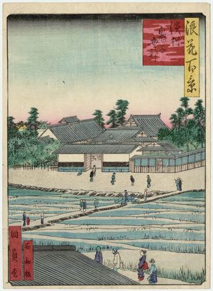 歌川国員: Temple of the Goddess Kishibojin at Hamamura (Hamamura Kishibojin), from the series One Hundred Views of Osaka (Naniwa hyakkei) - ボストン美術館