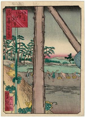 Utagawa Yoshitaki: Kishi Pine Grove in Sumiyoshi (Sumiyoshi Kishi-no-Himematsu), from the series One Hundred Views of Osaka (Naniwa hyakkei) - Museum of Fine Arts