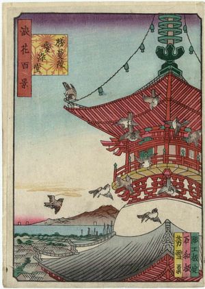 Nansuitei Yoshiyuki: Hall of the Wisdom King Aizen at Shôman-in Temple (Shôman-in Aizen-dô), from the series One Hundred Views of Osaka (Naniwa hyakkei) - ボストン美術館
