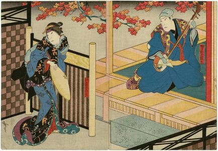 Utagawa Hirosada: Actors ? (R) and Nakamura Utaemon IV as Yaegiri (L) - Museum of Fine Arts