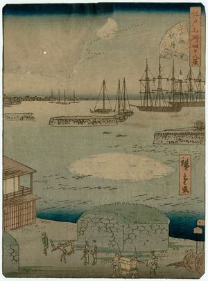 Japanese Print "No. 35, Autumn Moon at Takanawa (Takanawa shûgetsu), from the series Forty-Eight Famous Views of Edo (Edo meisho yonjûhakkei)" by Utagawa Hiroshige II, 二歌川広重 (Utagawa Hiroshige II (Shigenobu))