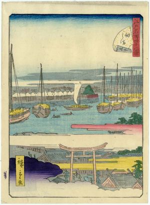 二歌川広重: No. 30, Tsukudajima, from the series Forty-Eight Famous Views of Edo (Edo meisho yonjûhakkei) - ボストン美術館