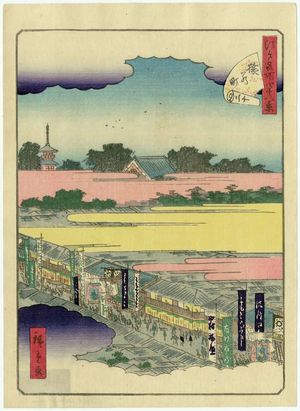 Utagawa Hiroshige II: No. 20, Saruwaka-machi, from the series Forty-Eight Famous Views of Edo (Edo meisho yonjûhakkei) - Museum of Fine Arts