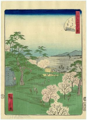Utagawa Hiroshige II: No. 13, Cherry-blossom Viewing at Asuka Hill (Asukayama hanami), from the series Forty-Eight Famous Views of Edo (Edo meisho yonjûhakkei) - Museum of Fine Arts