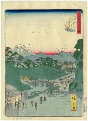 二歌川広重: No. 5, Evening View of Ochanomizu (Ochanomizu yûkei), from the series Forty-Eight Famous Views of Edo (Edo meisho yonjûhakkei) - ボストン美術館