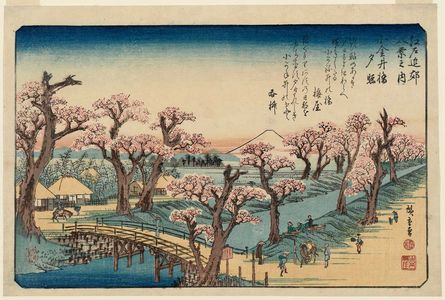 Utagawa Hiroshige: Sunset Glow at Koganei Bridge (Koganei-bashi no sekishô), from the series Eight Views in the Environs of Edo (Edo kinkô hakkei no uchi) - Museum of Fine Arts