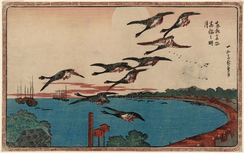 Utagawa Hiroshige: Full Moon over Takanawa (Takanawa no meigetsu), from the series Famous Places in the Eastern Capital (Tôto meisho) - Museum of Fine Arts