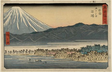 Utagawa Hiroshige: No. 13 - Numazu, from the series The Tôkaidô Road - The Fifty-three Stations (Tôkaidô - Gojûsan tsugi), also known as the Reisho Tôkaidô - Museum of Fine Arts