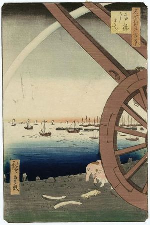 歌川広重: Ushimachi in the Takanawa District (Takanawa Ushimachi), from the series One Hundred Famous Views of Edo (Meisho Edo hyakkei) - ボストン美術館
