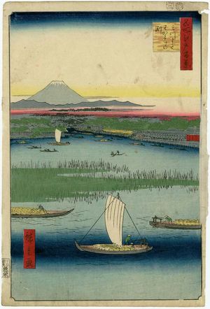 Japanese Print "Mitsumata Wakarenofuchi (Mitsumata Wakarenofuchi), from the series One Hundred Famous Views of Edo (Meisho Edo hyakkei)" by Utagawa Hiroshige, 歌川広重 (Utagawa Hiroshige I)