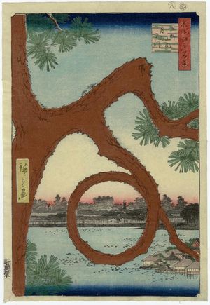 歌川広重: Moon Pine, Ueno (Ueno sannai Tsuki no matsu), from the series One Hundred Famous Views of Edo (Meisho Edo hyakkei) - ボストン美術館
