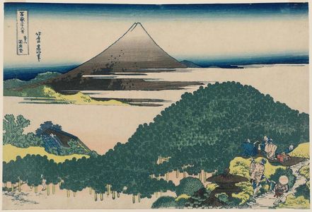 Katsushika Hokusai: The Cushion Pine at Aoyama (Aoyama Enza-no-matsu), from the series Thirty-six Views of Mount Fuji (Fugaku sanjûrokkei) - Museum of Fine Arts