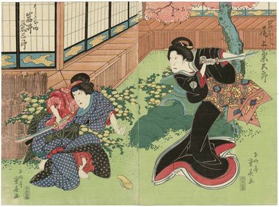 Ryûsai Shigeharu: Actors Onoe Kikugorô as Iwafuji (R) and Iwai Kumesaburô as Ohatsu (L) - Museum of Fine Arts