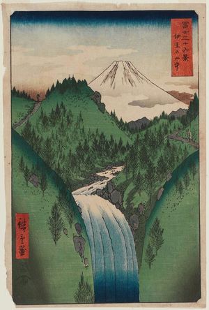 歌川広重: In the Mountains of Izu Province (Izu no sanchû), from the series Thirty-six Views of Mount Fuji (Fuji sanjûrokkei) - ボストン美術館