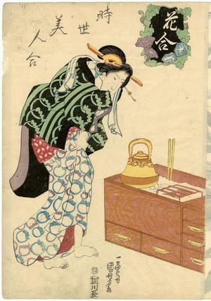 歌川国芳: Morning Glories, from the series Contest of Flowers, Contest of Modern Beauties (Hana awase tôsei bijin awase) - ボストン美術館