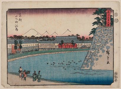 Utagawa Hiroshige: Riverbank at Yamashita-chô in Edo (Tôto Yamashita-chô kashi), from the series Thirty-six Views of Mount Fuji (Fuji sanjûrokkei) - Museum of Fine Arts