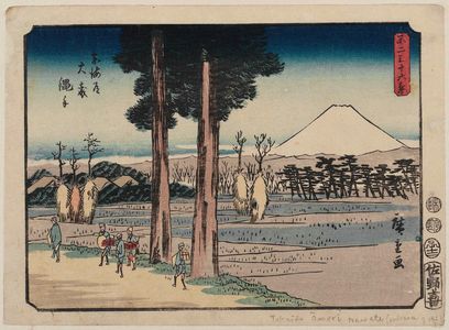 歌川広重: Nawate at Ômori on the Tôkaidô (Tôkaidô Ômori Nawate), from the series Thirty-six Views of Mount Fuji (Fuji sanjûrokkei) - ボストン美術館