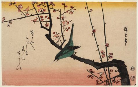 Utagawa Hiroshige: Warbler on Red Plum Branch - Museum of Fine Arts