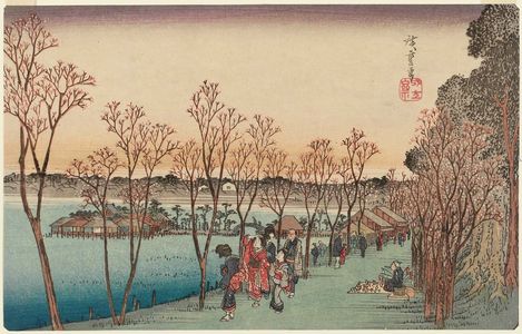 歌川広重: Shinobazu Pond at Ueno (Ueno Shinobazu no ike), from the series Famous Places in Edo (Kôto meisho) - ボストン美術館