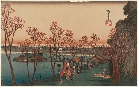Utagawa Hiroshige: Shinobazu Pond at Ueno (Ueno Shinobazu no ike), from the series Famous Places in Edo (Kôto meisho) - Museum of Fine Arts