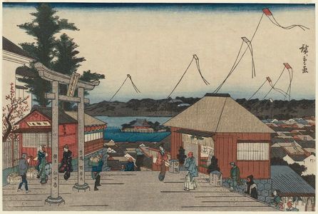 歌川広重: Tenjin Shrine at Yushima (Yushima Tenjin yashiro), from the series Famous Places in Edo (Kôto meisho) - ボストン美術館