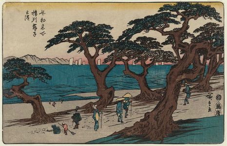 Utagawa Hiroshige: Maiko Beach in Harima Province (Banshû Maiko no hama), from the series Famous Places of Our Country (Honchô meisho) - Museum of Fine Arts