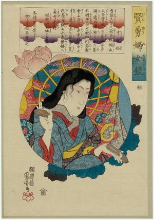 歌川国芳: Chûjô-hime, from the series Mirror of Women of Wisdom and Courage (Kenyû fujo kagami) - ボストン美術館