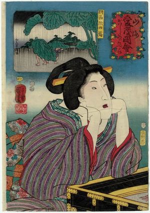 Utagawa Kuniyoshi: Wanting to Eat Something Good (Oishii mono ga tabetai)/ Giant Butterbur from Akita in Dewa Province (Ushû Akita fuki), from the series Auspicious Desires on Land and Sea (Sankai medetai zue) - Museum of Fine Arts