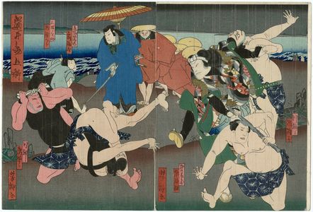 Japanese Print "Actors" by Utagawa Yoshitaki, 歌川芳滝 (Ichiyôsai Yoshitaki)