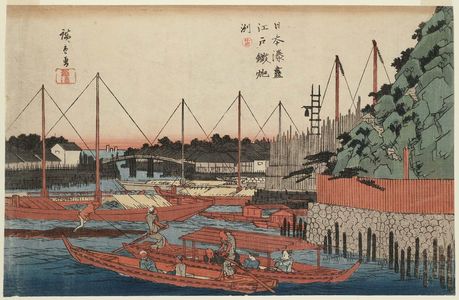 Utagawa Hiroshige: Teppôzu in Edo (Edo Teppôzu), from the series Harbors of Japan (Nihon minato zukushi) - Museum of Fine Arts