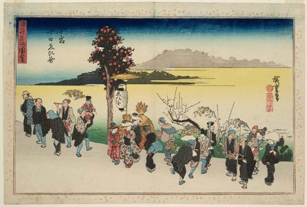 Utagawa Hiroshige: The Tôka-Ebisu Festival at the Imamiya Ebisu Shrine (Imamiya Tôka Ebisu), from the series Famous Views of Osaka (Naniwa meisho zue) - Museum of Fine Arts