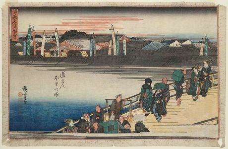 Utagawa Hiroshige: View of Dôtonbori (Dôtonbori no zu), from the series Famous Views of Osaka (Naniwa meisho zue) - Museum of Fine Arts