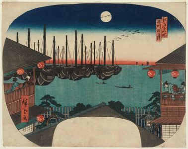 Utagawa Hiroshige: Moon over Shinagawa (Shinagawa no tsuki), from the Series Famous Places in Edo (Edo meisho) - Museum of Fine Arts