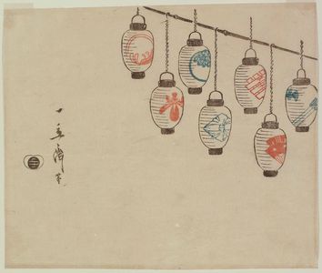 Japanese Print "Hanging Lanterns" by Utagawa Hiroshige, 歌川広重 (Utagawa Hiroshige I)