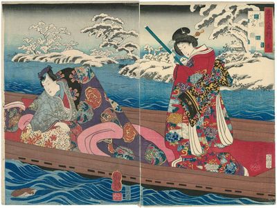 Utagawa Kuniyoshi: Water: Ukifune, from the series Comparisons for the Five Elements (Mitate gogyô) - Museum of Fine Arts