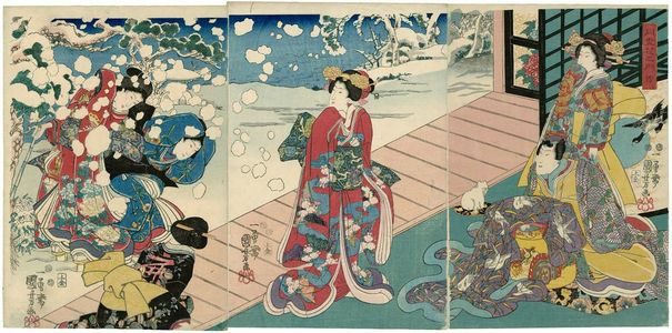 歌川国芳: Snow (Yuki), from the series Moon, Snow, and Flowers (Getsusekka no uchi) - ボストン美術館