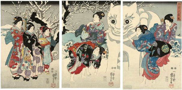 Utagawa Kuniyoshi: Amusements of the First Snowfall (Hatsuyuki no giyû) - Museum of Fine Arts