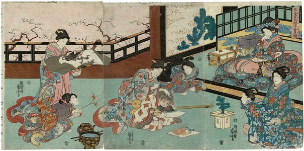 Utagawa Kuniyoshi: The Capping Ceremony of Kaidômaru (Kaidômaru eboshi-ki no zu) - Museum of Fine Arts