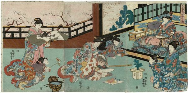 Estampe japonaise "The Capping Ceremony of Kaidômaru (Kaidômaru eboshi-ki no zu)" par Utagawa Kuniyoshi, 歌川国芳 (Utagawa Kuniyoshi)