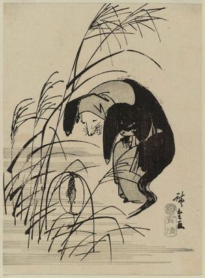 Utagawa Hiroshige: Fox Dancing before a Fox Trap in the Kyôgen Play Tsurigitsune - Museum of Fine Arts