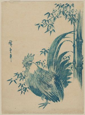 歌川広重: Rooster and Bamboo - ボストン美術館