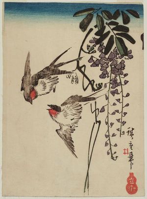 Utagawa Hiroshige: Swallows and Wisteria - Museum of Fine Arts