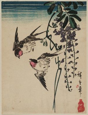 Utagawa Hiroshige: Swallows and Wisteria - Museum of Fine Arts