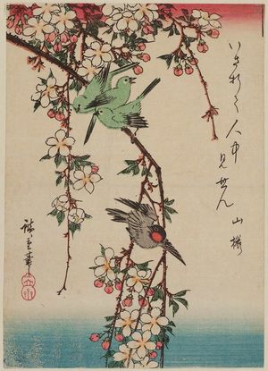 Utagawa Hiroshige: Small Birds and Weeping Cherry - Museum of Fine Arts