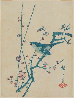 Utagawa Hiroshige: Warbler on Red Plum Branch - Museum of Fine Arts