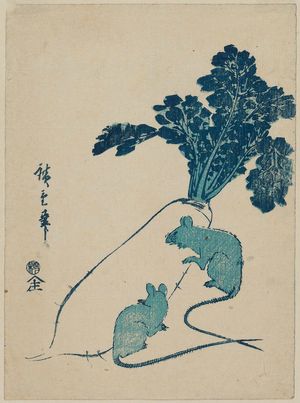 Utagawa Hiroshige: Mice and Daikon Radish - Museum of Fine Arts