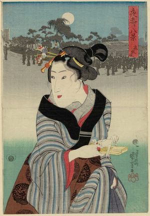 Japanese Print "Emonzaka, from the series Eight Views of Night Visits to Temples and Shrines (Yomairi hakkei)" by Utagawa Kuniyoshi, 歌川国芳 (Utagawa Kuniyoshi)