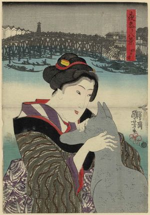歌川国芳: Yokkaichi, from the series Eight Views of Night Visits to Temples and Shrines (Yomairi hakkei) - ボストン美術館