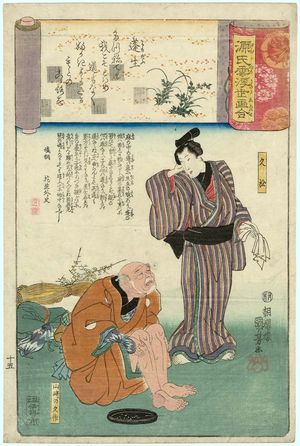 歌川国芳: Yomogiu: Hisamatsu, from the series Genji Clouds Matched with Ukiyo-e Pictures (Genji kumo ukiyo-e awase) - ボストン美術館